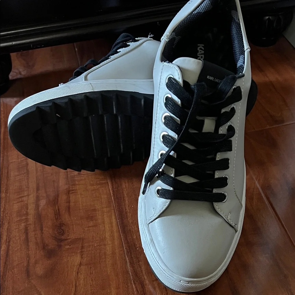Karl Lagerfeld White and Black Low-Top Sneakers